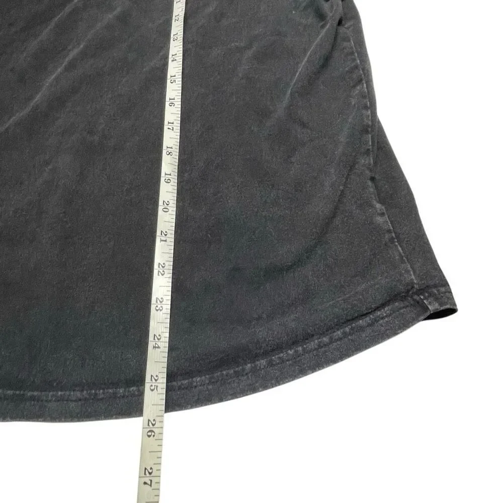 Bohemela Dark Gray Stonewashed Raglan Exposed Seam Tee N0574